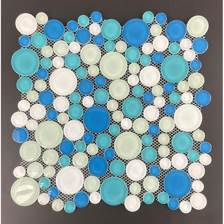 Ocean Breeze and White Glass Mosaic Shower Tile
