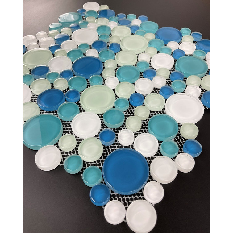 Ocean Breeze and White Glass Mosaic Shower Tile
