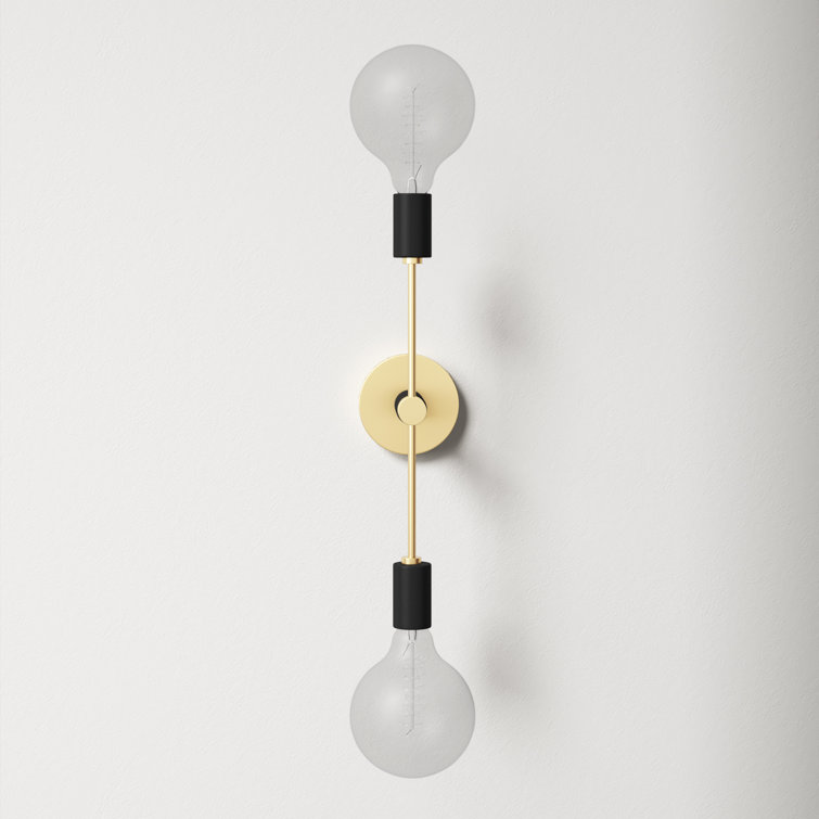 Aged Brass 2-Light Dimmable Metal Sconce