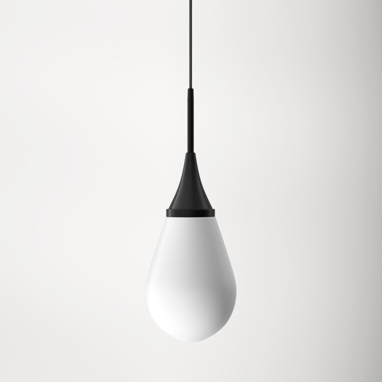 Blackened Bronze Teardrop Glass Pendant Light with Adjustable Cord