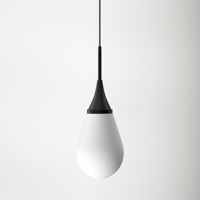 Blackened Bronze Teardrop Glass Pendant Light with Adjustable Cord