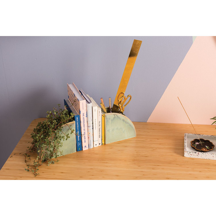 Green Ceramic Modern Decorative Bookends Set