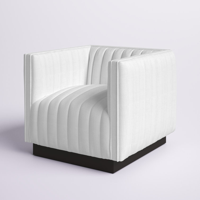 Elegant White Velvet Wood Base Accent Chair
