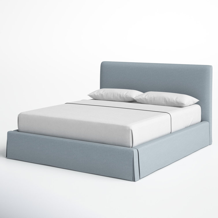 Sky Blue King Upholstered Linen Storage Panel Bed