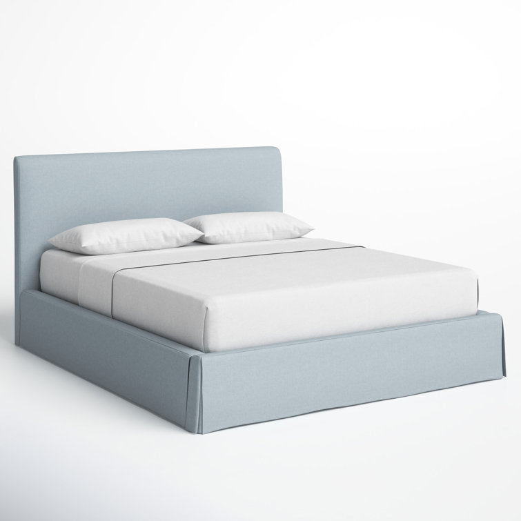 Sky Blue King Upholstered Linen Storage Panel Bed