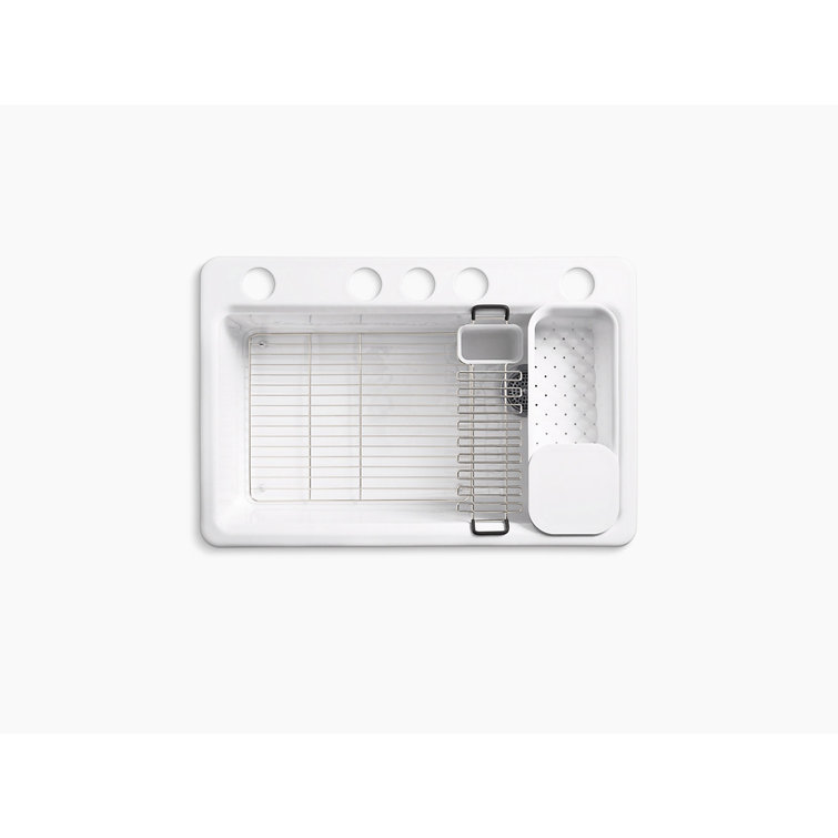 White Cast Iron Single Bowl Kitchen Sink with Accessories