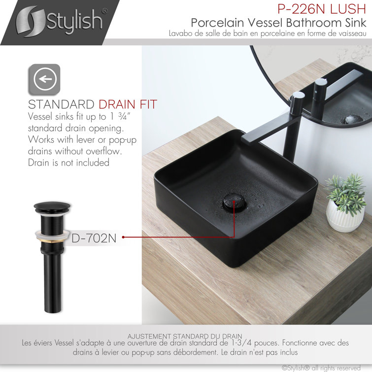 Matte Black Ceramic Square Vessel Bathroom Sink
