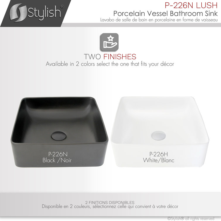 Matte Black Ceramic Square Vessel Bathroom Sink