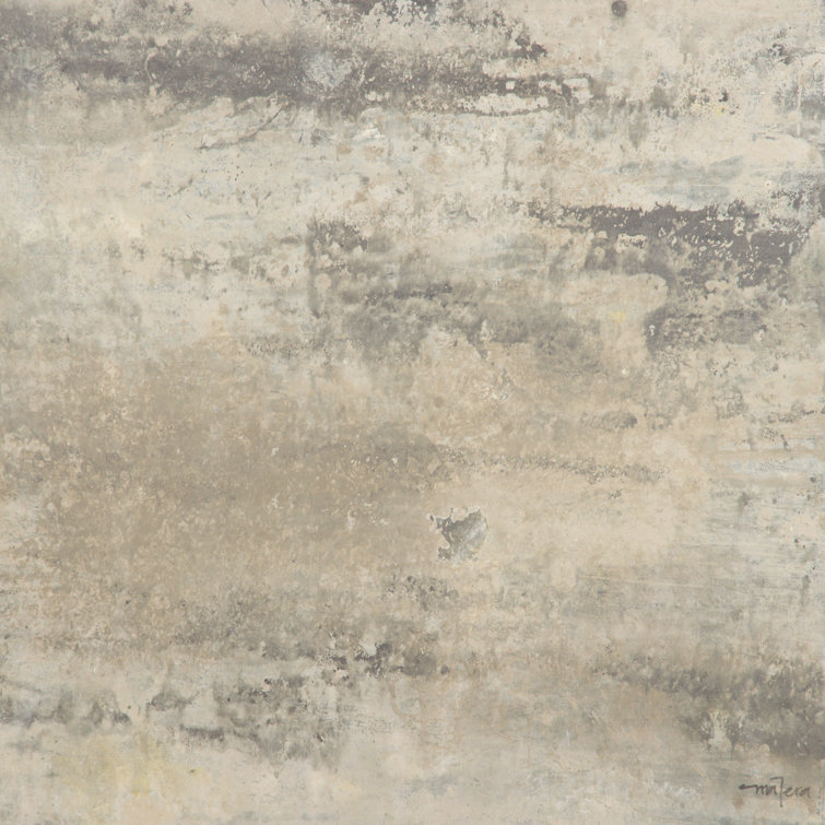Large Gray and Beige Abstract Canvas Diptych with Walnut Frame