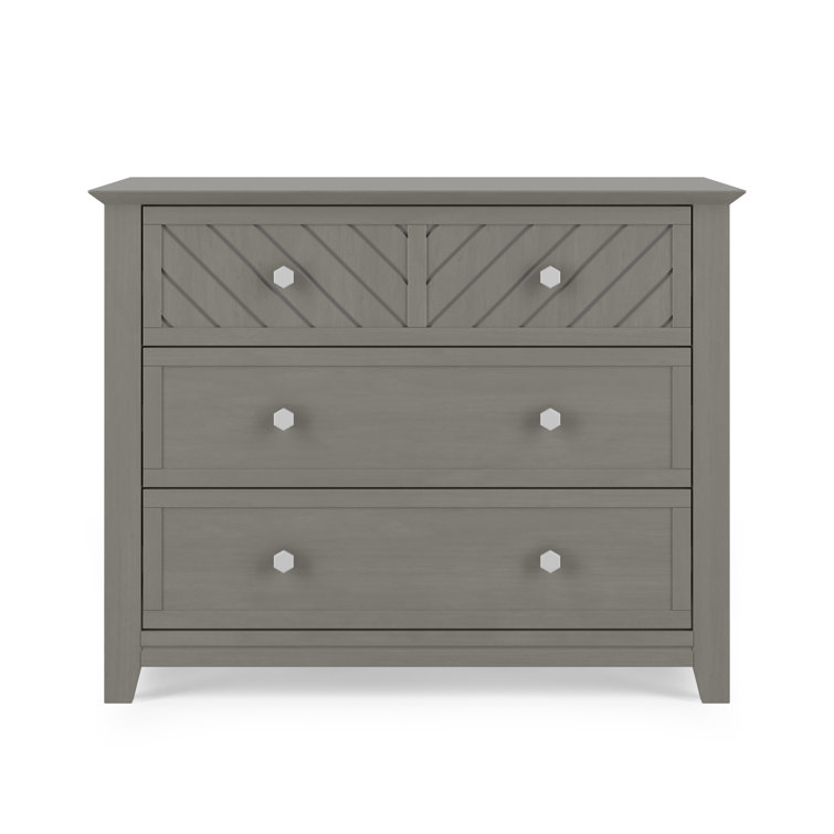 Lunar Gray Modern Chevron 3-Drawer Nursery Dresser