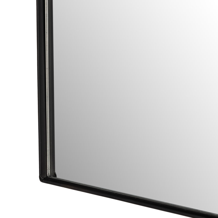 Gunmetal Iron and Engineered Hardwood Rectangular Wall Mirror