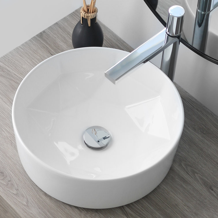 Stylish 16" White Ceramic Round Vessel Sink