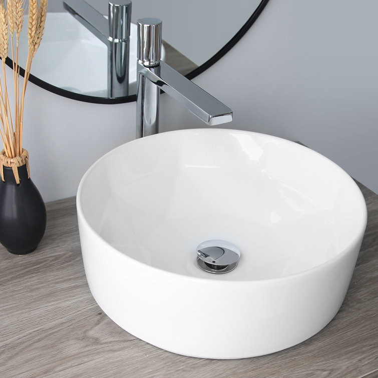 Stylish 16" White Ceramic Round Vessel Sink
