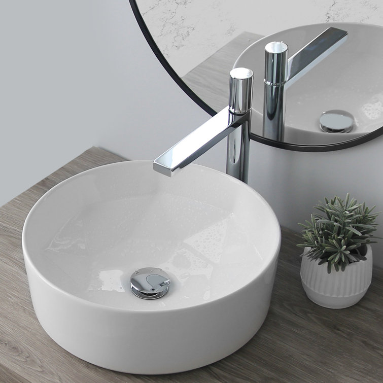 Stylish 16" White Ceramic Round Vessel Sink