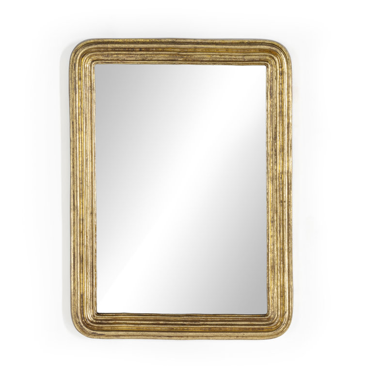 Rectangular Gold Leaf Wood Wall Mirror