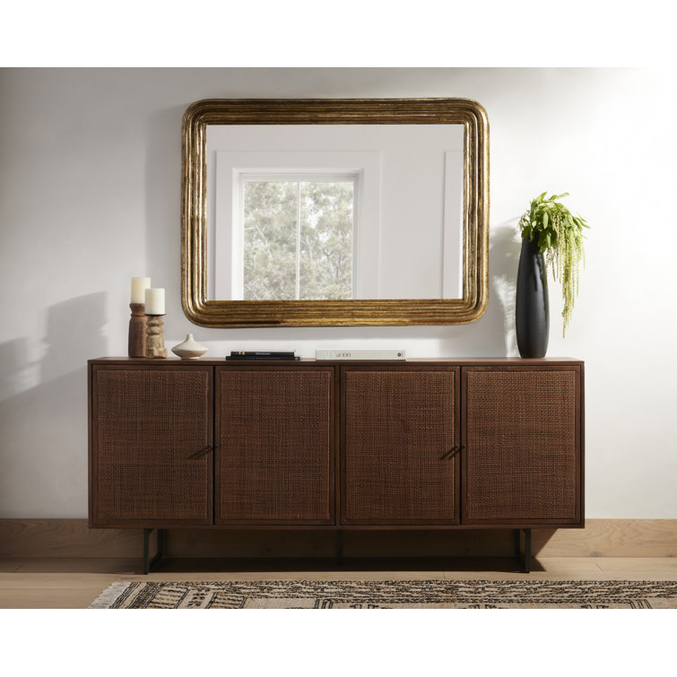 Rectangular Gold Leaf Wood Wall Mirror