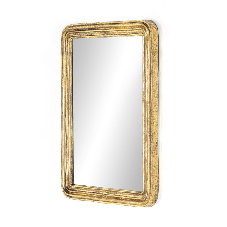 Rectangular Gold Leaf Wood Wall Mirror