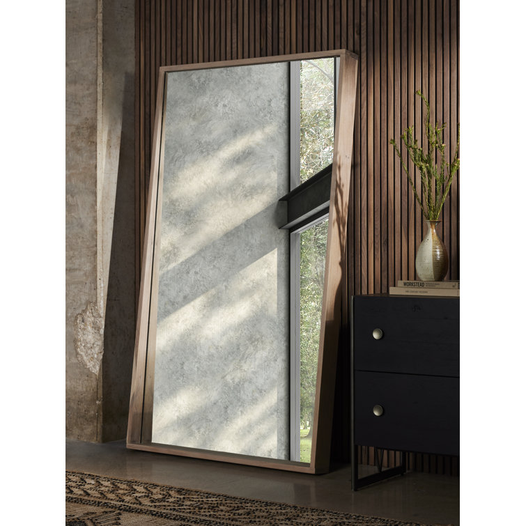 Elegance Whitewash Acacia Wood Full-Length Rectangular Mirror
