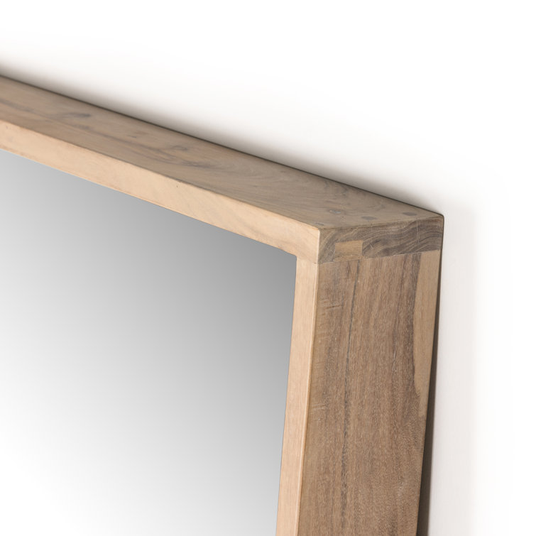 Elegance Whitewash Acacia Wood Full-Length Rectangular Mirror