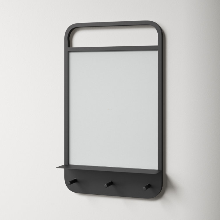 Black Iron Wall Organizer with Glass Dry Erase Board