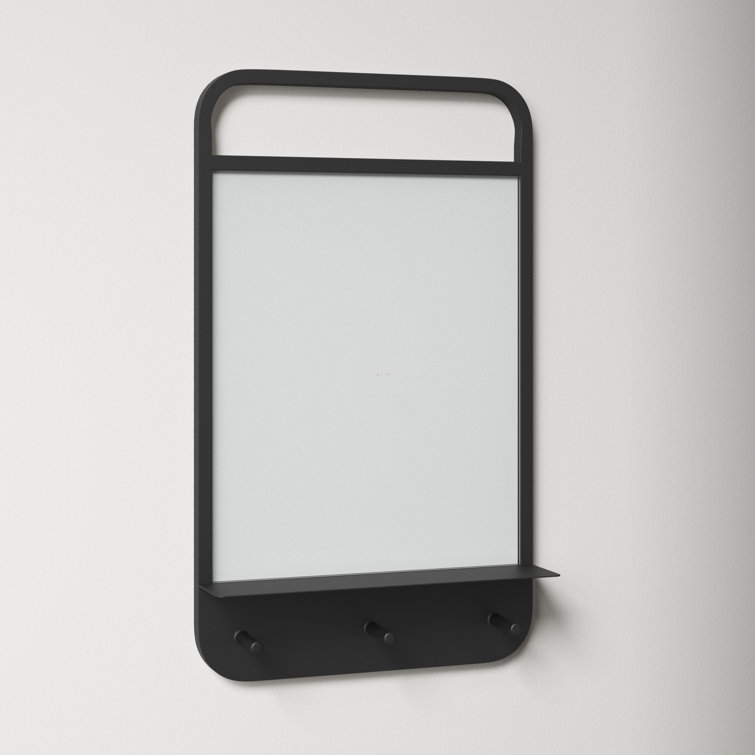 Black Iron Wall Organizer with Glass Dry Erase Board