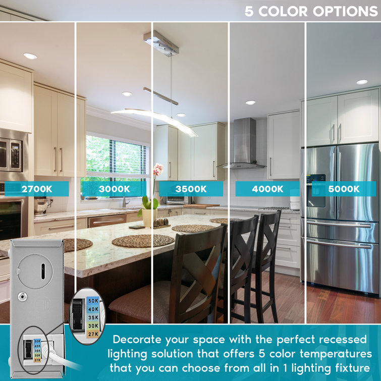White 4'' Dimmable LED Canless Recessed Lighting Kit with Adjustable Color Temperature