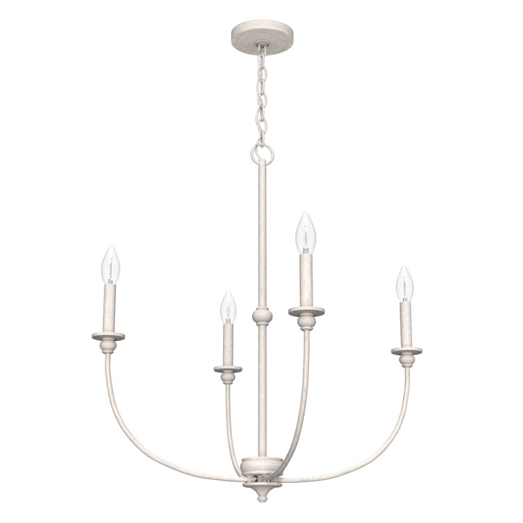 Distressed White Mini Metal 4-Light Chandelier