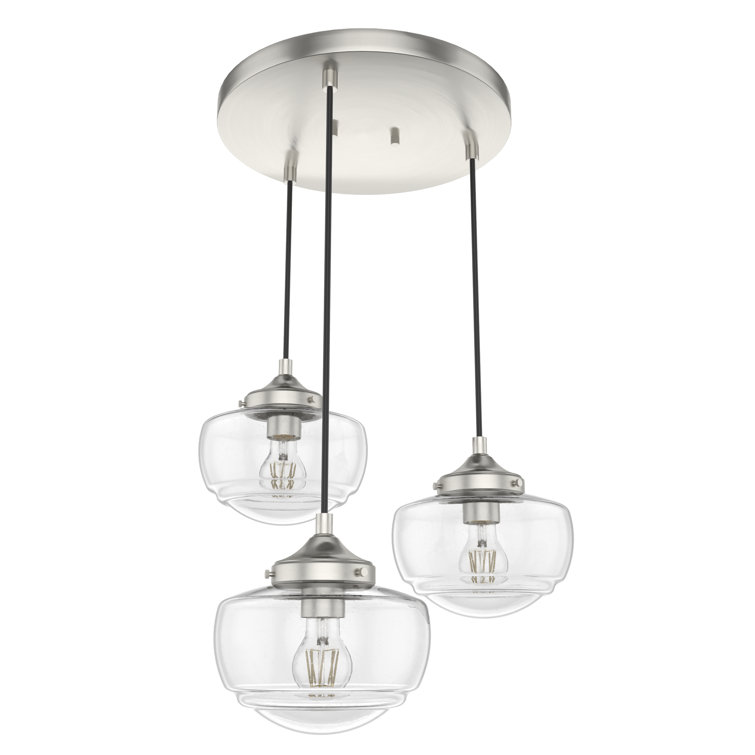 Saddle Creek 17" Brushed Nickel and Glass 3-Light Pendant