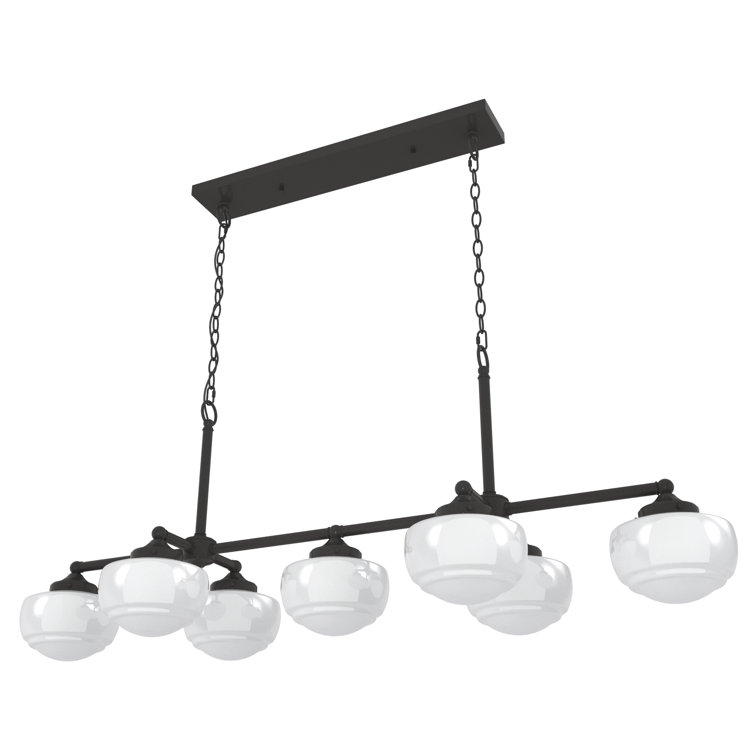 Noble Bronze 52" 7-Light Linear Chandelier with Glass Globes