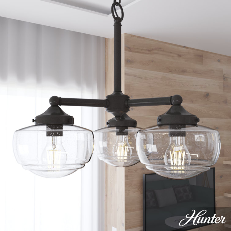 Noble Bronze Saddle Creek 3-Light Schoolhouse Chandelier