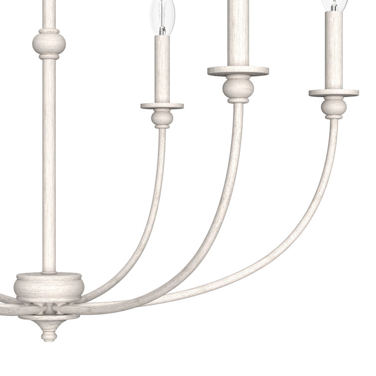 Southcrest Distressed White Metal 6-Light Candelabra Chandelier
