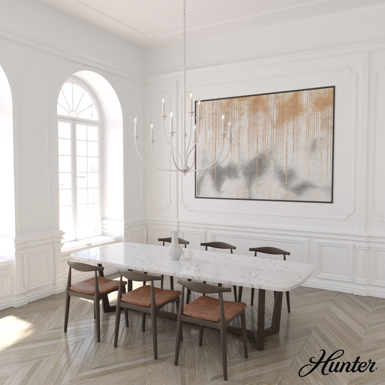 Distressed White 9-Light 2-Tier Metal Chandelier