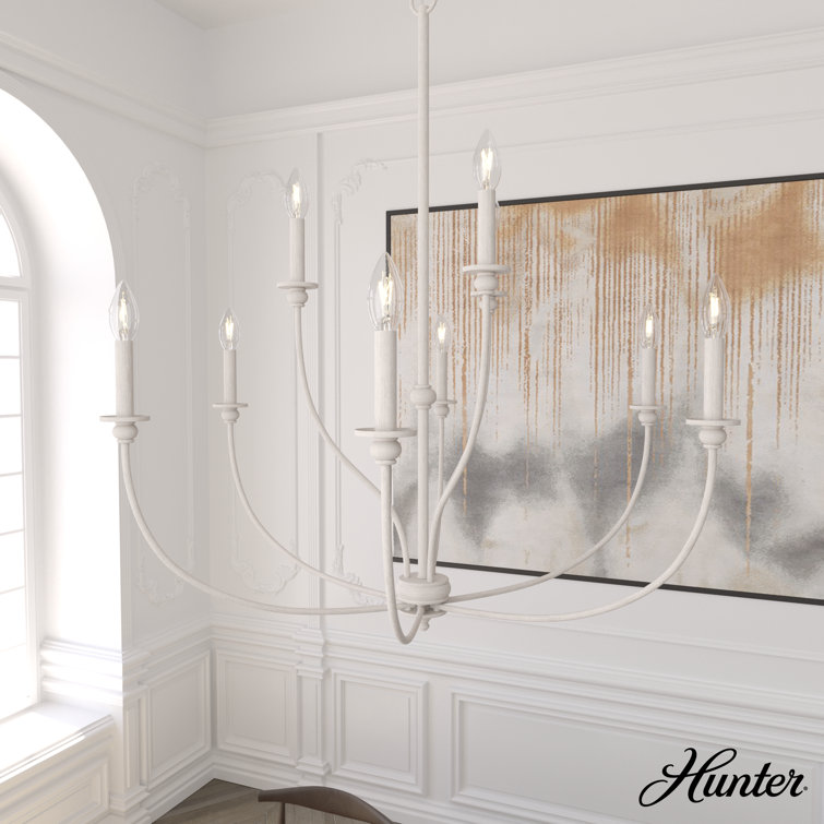 Distressed White 9-Light 2-Tier Metal Chandelier