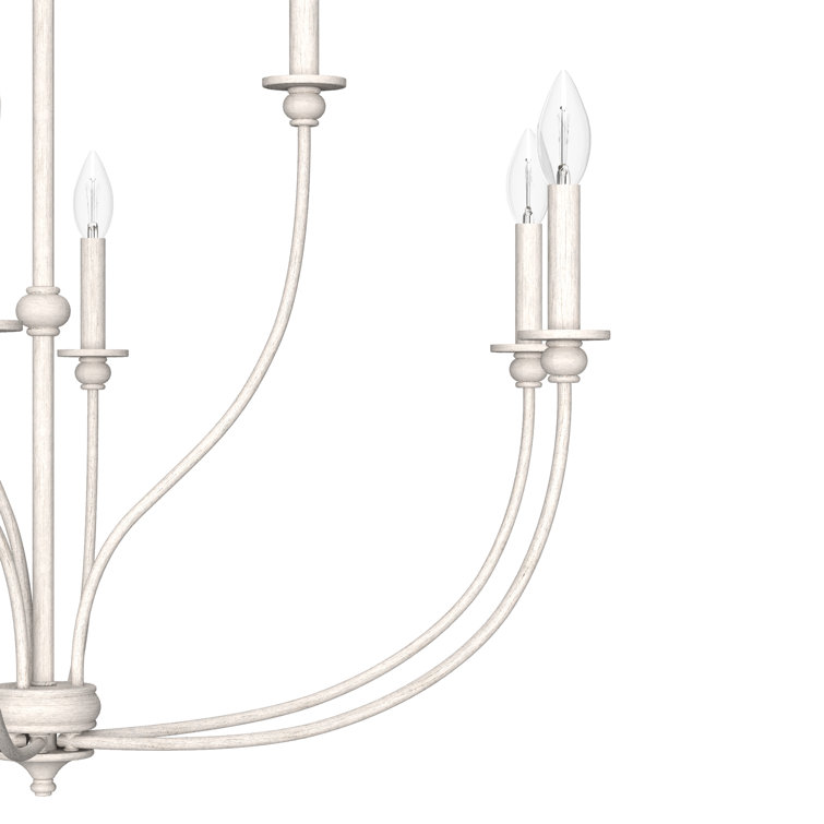 Distressed White 9-Light 2-Tier Metal Chandelier
