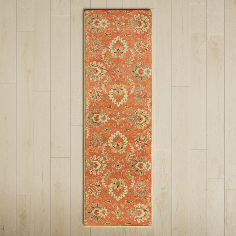 Hand-Tufted Traditional Red Wool Runner Rug 2'6" x 8'