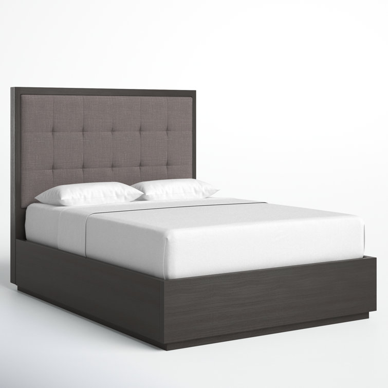 Modern Oxford Queen Bed with Tufted Upholstered Headboard and Storage
