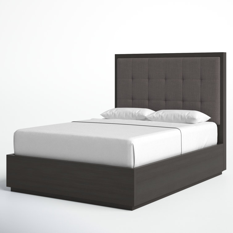 Modern Oxford Queen Bed with Tufted Upholstered Headboard and Storage