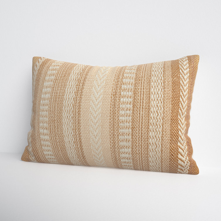 Taupe and Beige Embroidered Rectangular Lumbar Pillow