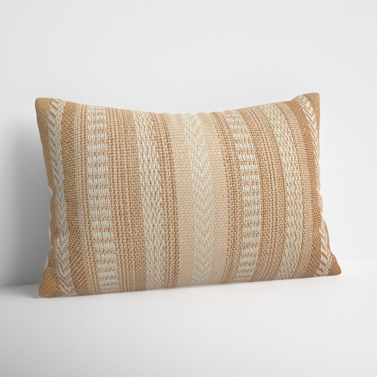 Taupe and Beige Embroidered Rectangular Lumbar Pillow