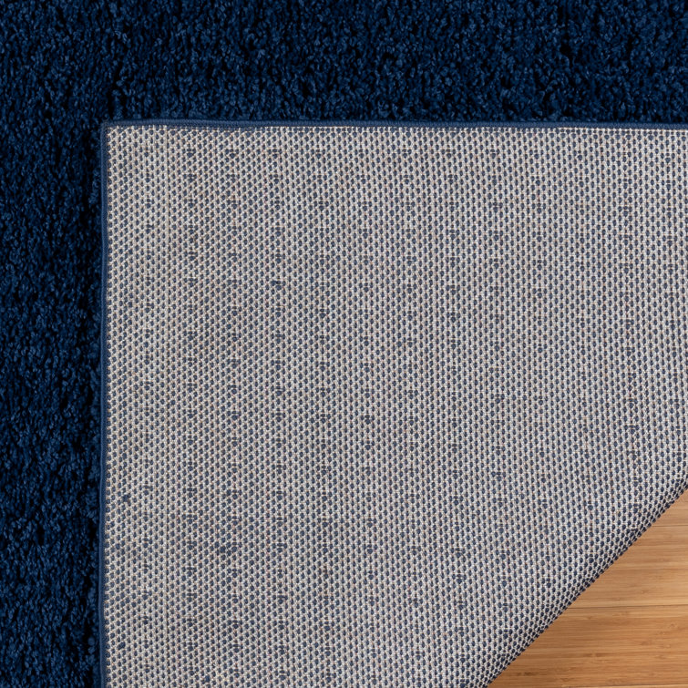 Solid Navy Rectangular 8' x 10' Synthetic Shag Area Rug