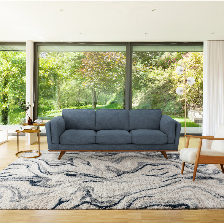 Gray and Navy Abstract Shag 5' x 7' Area Rug