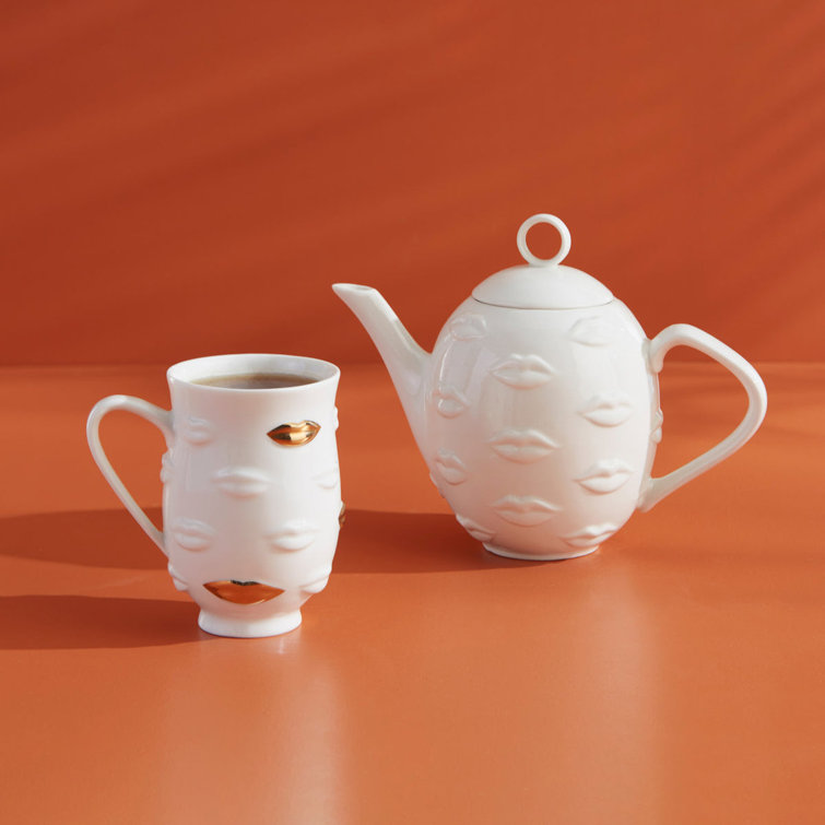 Gala Muse Inspired White Ceramic Mug with Gilded Accents