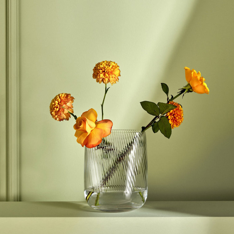 Clear Crystal Ripple Pattern Decorative Vase