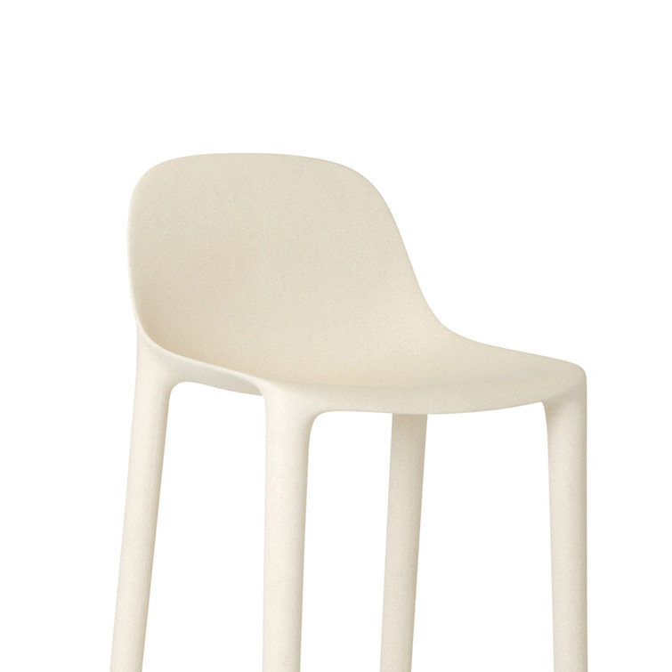 White Recycled Polypropylene and Wood Counter Stool