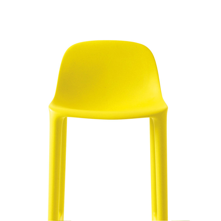 Yellow Reclaimed Wood and Polypropylene Bar Stool