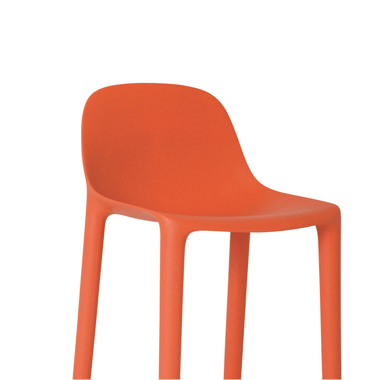 White Recycled Polypropylene and Wood Counter Stool