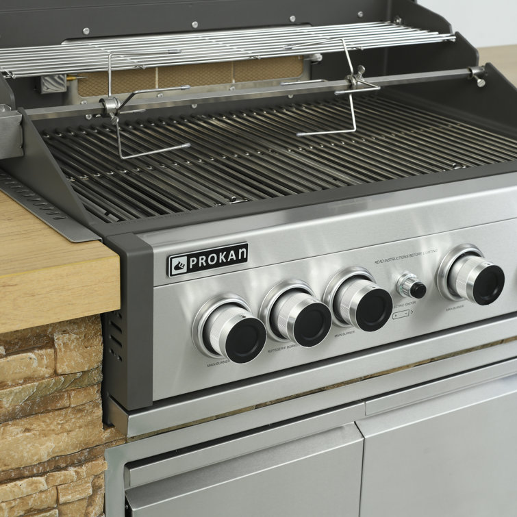 78" Stainless Steel Propane Grill Island with Rotisserie