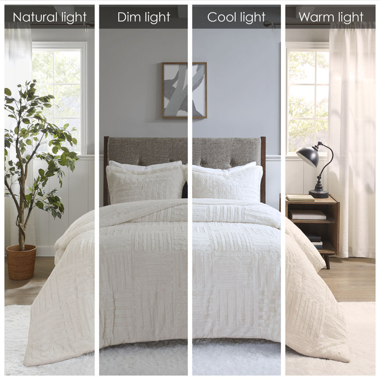 Ivory Faux Fur Down Alternative King Comforter Set