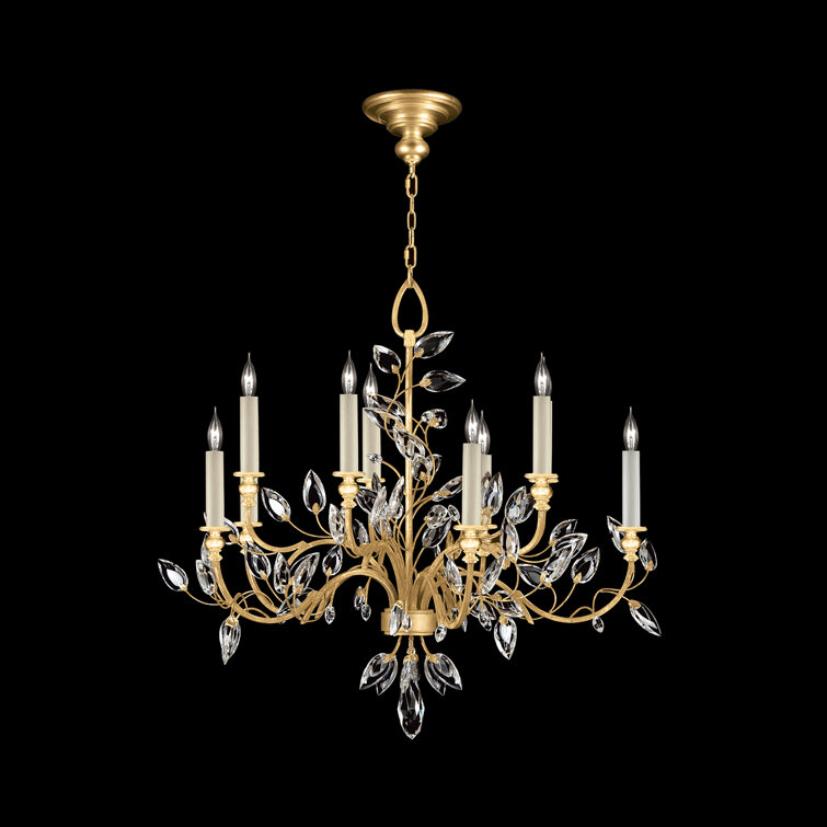 Azu 55 Gold Leaf Crystal Floral 10-Light Chandelier