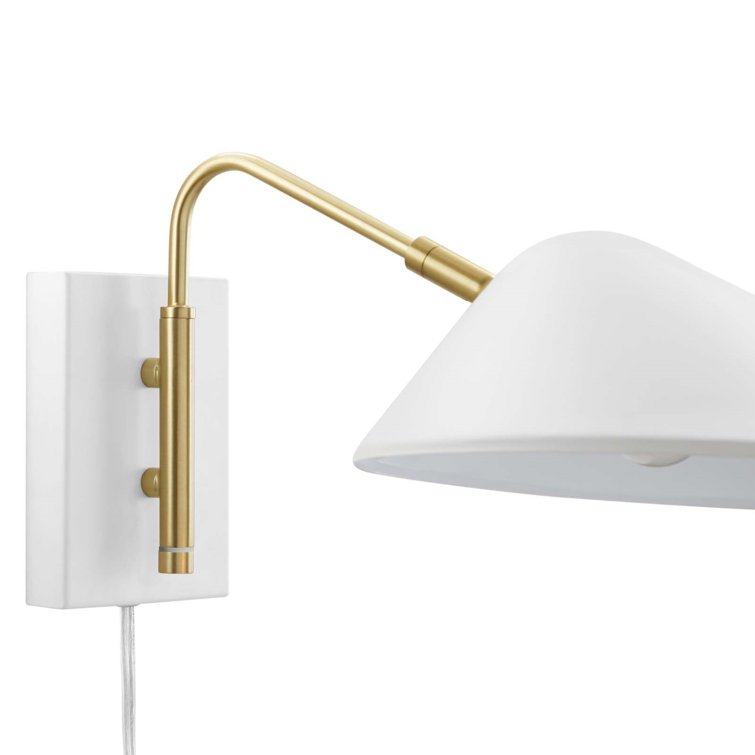 White 19" Metal Swing Arm Wall Sconce with Dimmable Feature